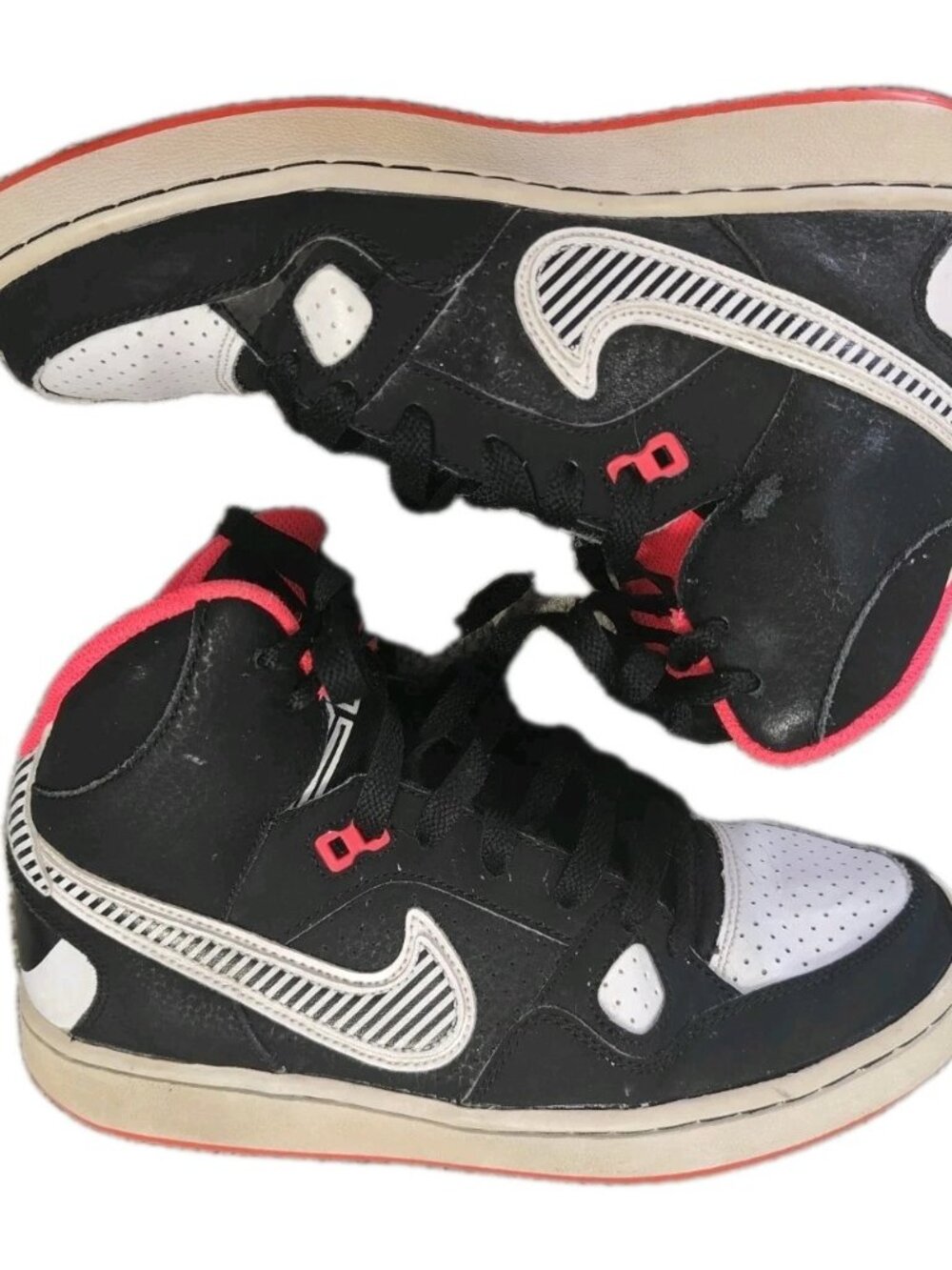 Nike Son of Force Mid Youth Sneakers Size 6Y Black White Pink 616371-105